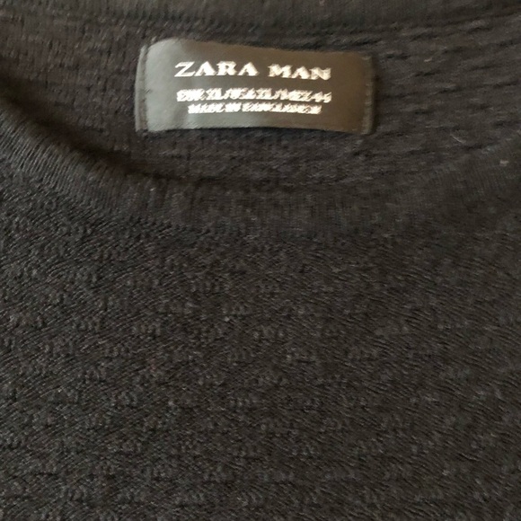 Zara Man Textured Crew Neck Sweater Black Silk Blend Lightweight XL Date Night - Picture 3 of 5